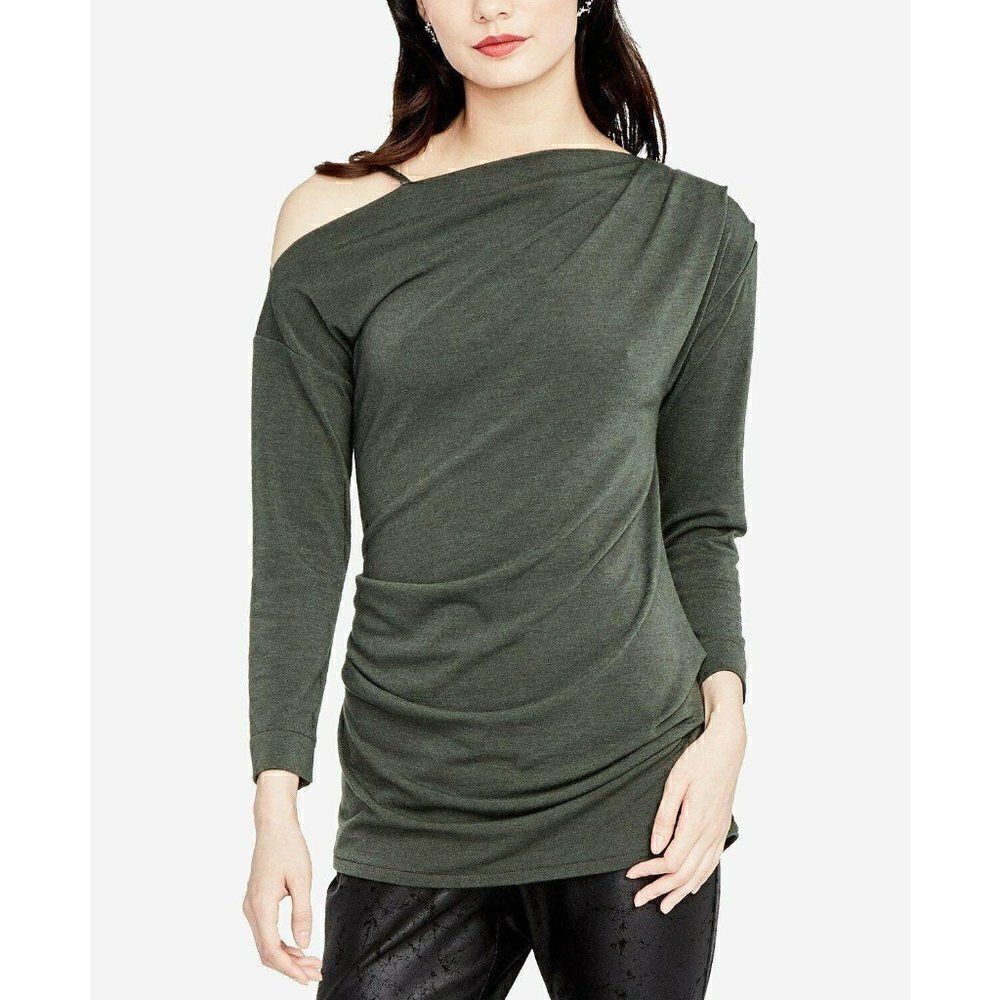 Gray Asymmetrical Off-The-Shoulder Blouse Top S‎